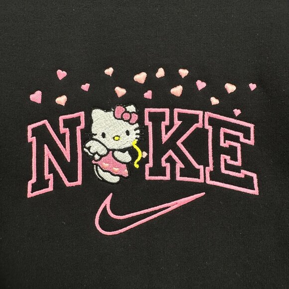 Nike Hello Kitty Hearts HOODIE Embroidered ADULT Sweatshirt Valentine Cute - Picture 3 of 6
